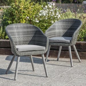 GLS Najima Contemporary Outdoor Chair in Washed Grey x 2