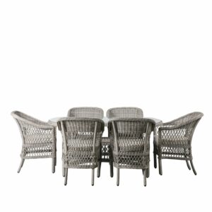 GLS Maia 6 Seater Oval Rattan Dining Set in Stone