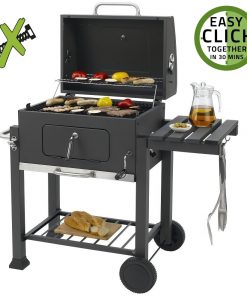 Toronto Charcoal BBQ Grill - Easy Click Together Design with Side Table and Grid in Grid System