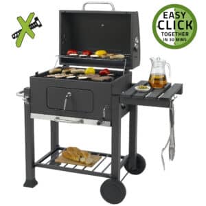 Toronto Charcoal BBQ Grill - Easy Click Together Design with Side Table and Grid in Grid System