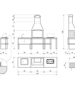 Palazzetti Ariel Outdoor BBQ Kitchen with Twin Gas Hob and Sink