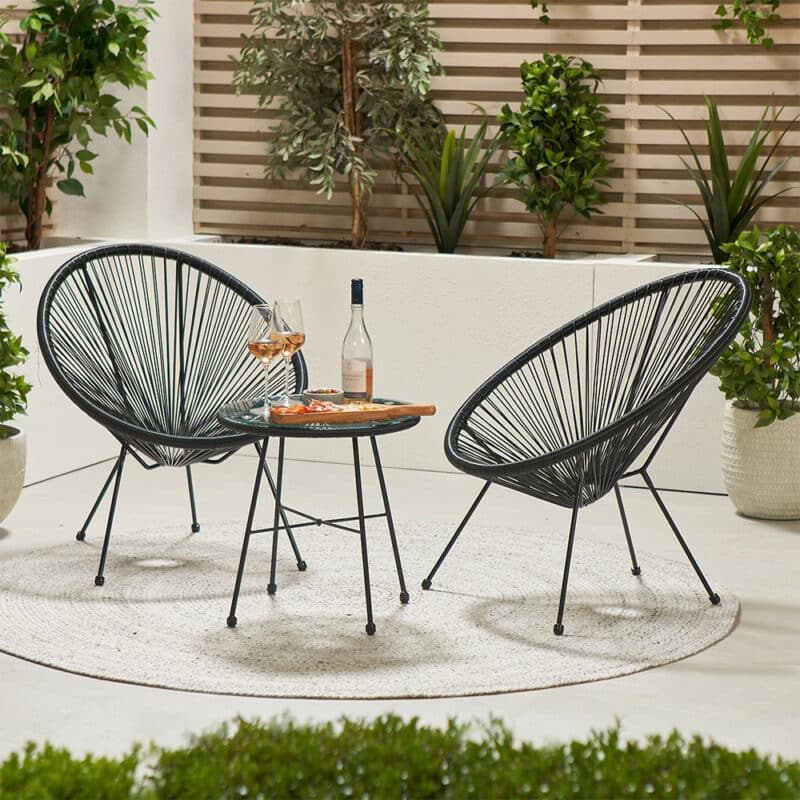 Pacific Lifestyle Black PU Rio 3 Piece Bistro Set