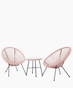 Pacific Lifestyle Pink PU Rio 3 Piece Bistro Set