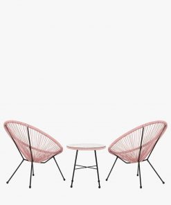 Pacific Lifestyle Pink PU Rio 3 Piece Bistro Set