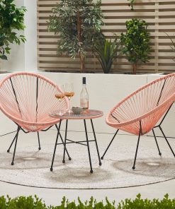 Pacific Lifestyle Pink PU Rio 3 Piece Bistro Set