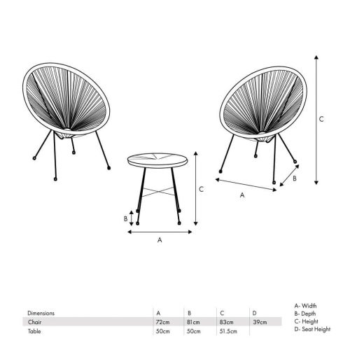 Pacific Lifestyle Black PU Rio 3 Piece Bistro Set
