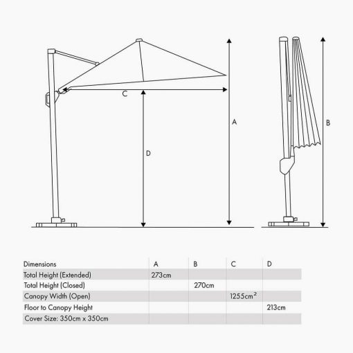 Pacific Lifestyle Challenger Telescopic T1 3m Square Faded Black Parasol
