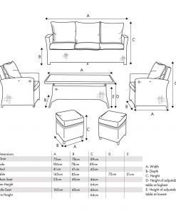 Pacific Lifestyle Slate Grey Barbados 3 Seater Lounge Set with Ceramic Top