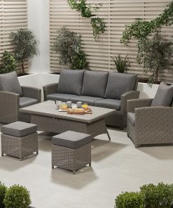 Pacific Lifestyle Slate Grey Barbados 3 Seater Lounge Set with Ceramic Top