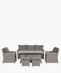 Pacific Lifestyle Slate Grey Barbados 3 Seater Lounge Set with Ceramic Top and Fire Pit