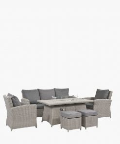 Pacific Lifestyle Slate Grey Barbados 3 Seater Lounge Set with Ceramic Top and Fire Pit