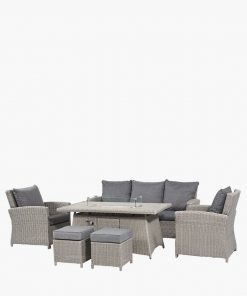 Pacific Lifestyle Slate Grey Barbados 3 Seater Lounge Set with Ceramic Top and Fire Pit