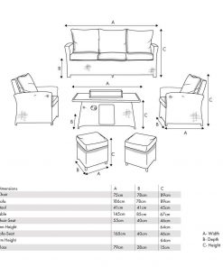 Pacific Lifestyle Slate Grey Barbados 3 Seater Lounge Set with Ceramic Top and Fire Pit