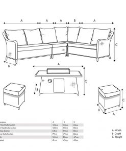 Pacific Lifestyle Stone Grey Antigua Corner Set with Polywood Top and Fire Pit