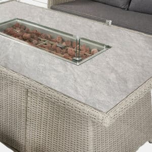 Pacific Lifestyle Stone Grey Antigua Lounge Set with Ceramic Top and Fire Pit
