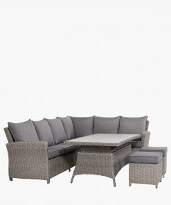 Pacific Lifestyle Slate Grey Barbados Corner Set Long Left with Ceramic Top