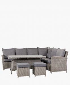 Pacific Lifestyle Slate Grey Barbados Corner Set Long Left with Ceramic Top