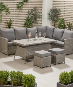 Pacific Lifestyle Slate Grey Barbados Corner Set Long Left with Ceramic Top