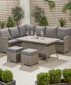 Pacific Lifestyle Slate Grey Barbados Corner Set Long Right with Ceramic Top