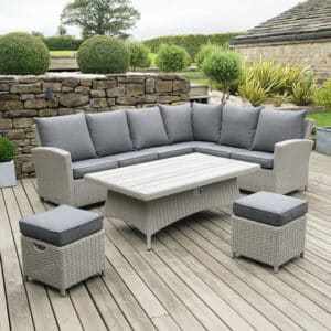 Pacific Lifestyle Stone Grey Barbados Corner Set Long Left with Polywood Top