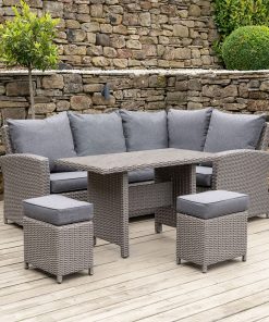 Pacific LIFESTYLE Slate Grey Barbados Compact Corner Set with Ceramic Top