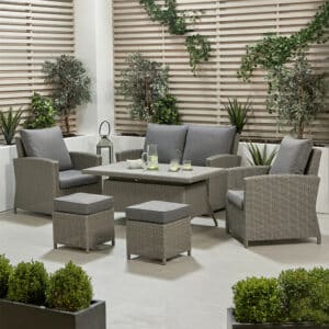 Pacific Lifestyle Slate Grey Barbados 2 Seater Lounge Set with Ceramic Top