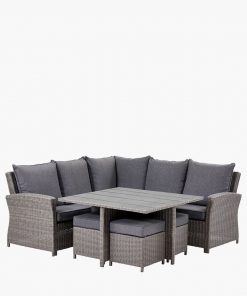 Pacific Lifestyle Slate Grey Barbados Square Corner Seating Set with Ceramic Top