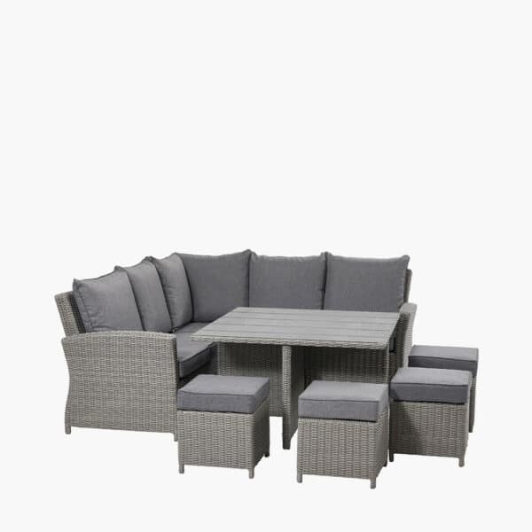 Pacific Lifestyle Slate Grey Barbados Square Corner Seating Set with Ceramic Top