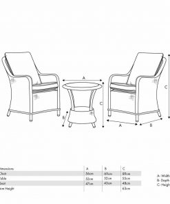 Pacific Lifestyle Stone Grey Antigua Bistro Set with Ceramic Top