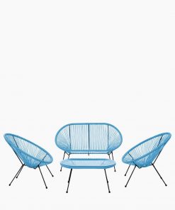 Pacific Lifestyle Blue PU Rio 4 Piece Seating Set