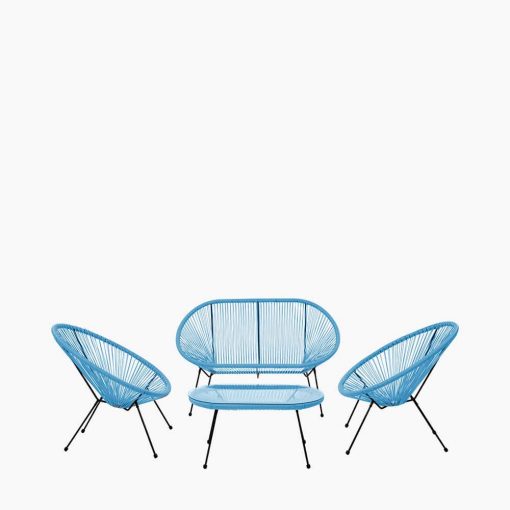 Pacific Lifestyle Blue PU Rio 4 Piece Seating Set