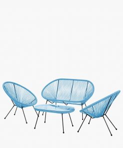 Pacific Lifestyle Blue PU Rio 4 Piece Seating Set