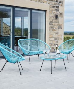 Pacific Lifestyle Blue PU Rio 4 Piece Seating Set