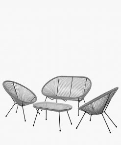 Pacific Lifestyle Grey PU Rio 4 Piece Seating Set