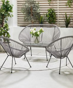 Pacific Lifestyle Grey PU Rio 4 Piece Seating Set