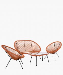 Pacific Lifestyle Orange PU Rio 4 Piece Seating Set