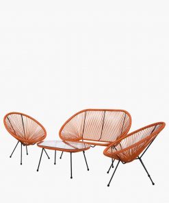 Pacific Lifestyle Orange PU Rio 4 Piece Seating Set