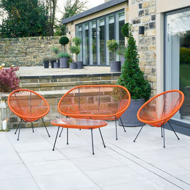 Pacific Lifestyle Orange PU Rio 4 Piece Seating Set