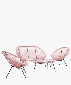 Pacific Lifestyle Pink PU Rio 4 Piece Seating Set