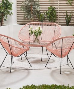 Pacific Lifestyle Pink PU Rio 4 Piece Seating Set