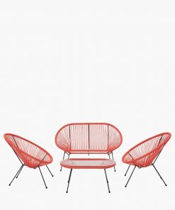 Pacific Lifestyle Red PU Rio 4 Piece Seating Set