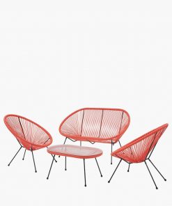 Pacific Lifestyle Red PU Rio 4 Piece Seating Set