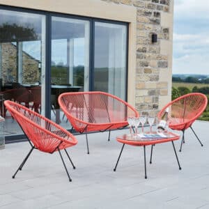 Pacific Lifestyle Red PU Rio 4 Piece Seating Set