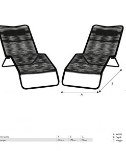 Pacific Lifestyle S/2 Black PU Rio Sun Loungers