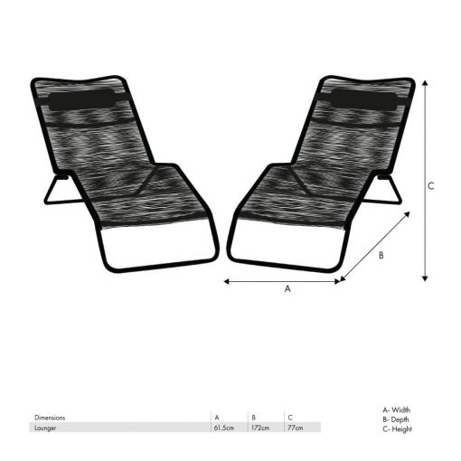 Pacific Lifestyle S/2 Black PU Rio Sun Loungers