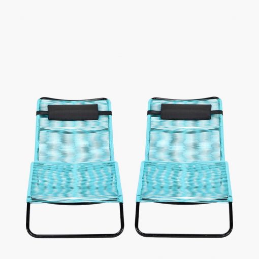 Pacific Lifestyle S/2 Blue PU Rio Sun Loungers