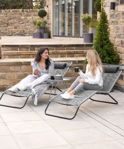 Pacific Lifestyle S/2 Grey PU Rio Sun Loungers