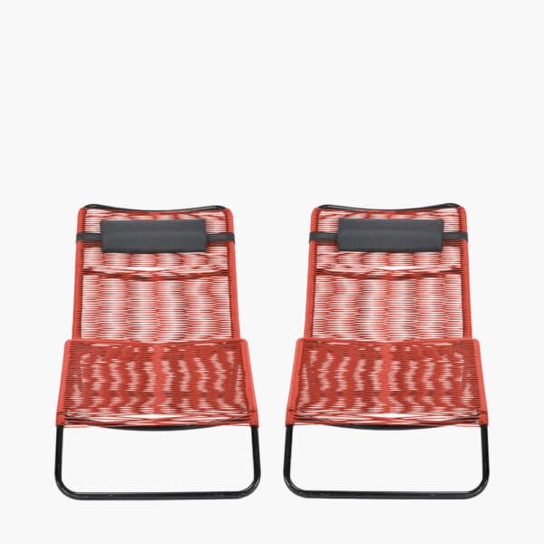 Pacific Lifestyle S/2 Red PU Rio Sun Loungers