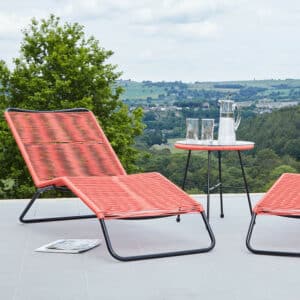 Pacific Lifestyle S/2 Red PU Rio Sun Loungers