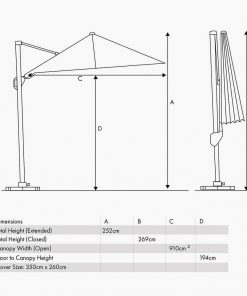 Pacific Lifestyle Challenger T2 3.5 x 2.6m Oblong Luna Grey Parasol